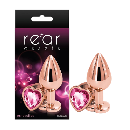 Plug Anal Tipo Joya Corazón Rosado Mediano Rose Gold Rear Assets