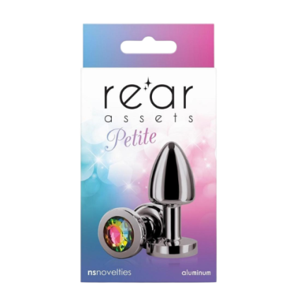 Plug Anal Rear Assets Plateado con Joya Arcoíris Petite